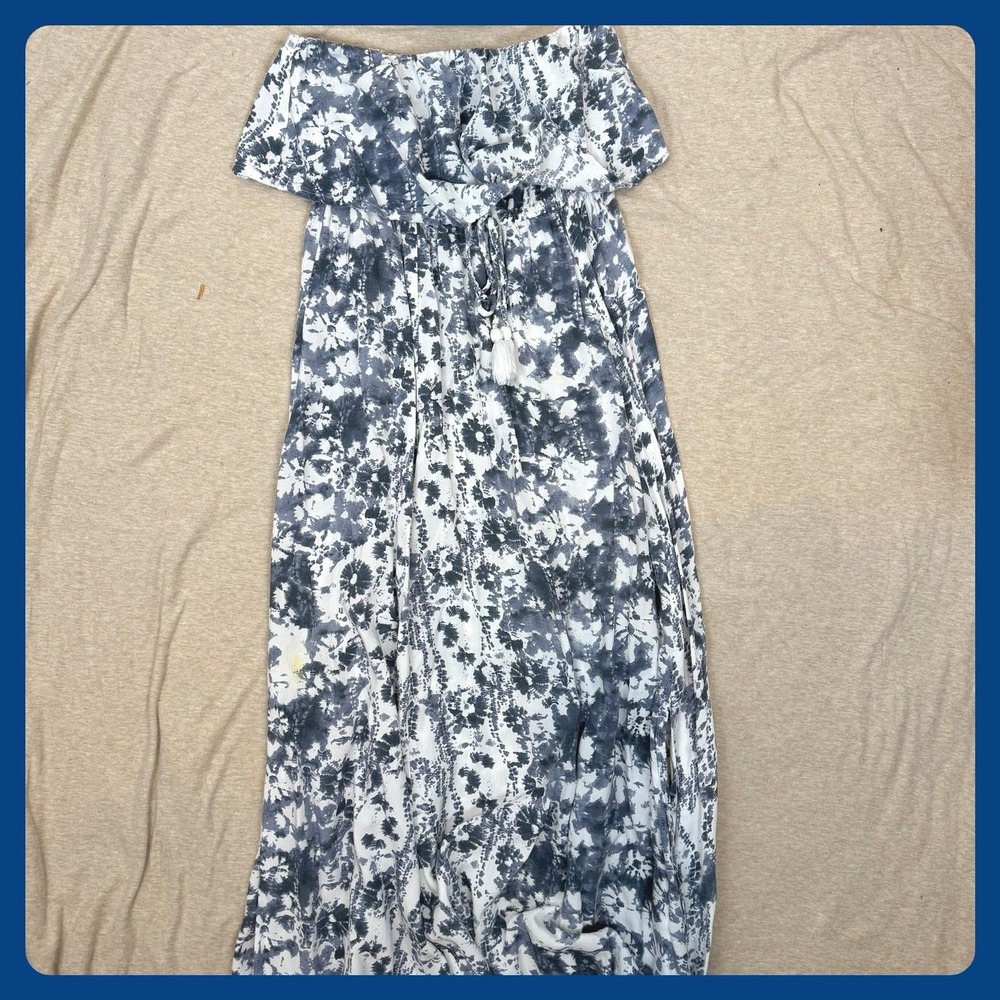 Japana Maxi Dress Tie Dye Print Rayon‎ Tassel Drawstring XS